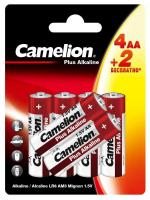Элемент питания алкалиновый AA/LR6 1.5В Plus Alkaline 4+2LR6-BP 4+2 бесплатно промо (уп.6шт) Camelion 15308