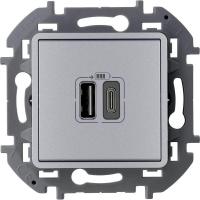 Устройство зарядное Inspiria с 2-мя USB разьемами A и C 240В/5В 3000мА алюм. IEK 673762